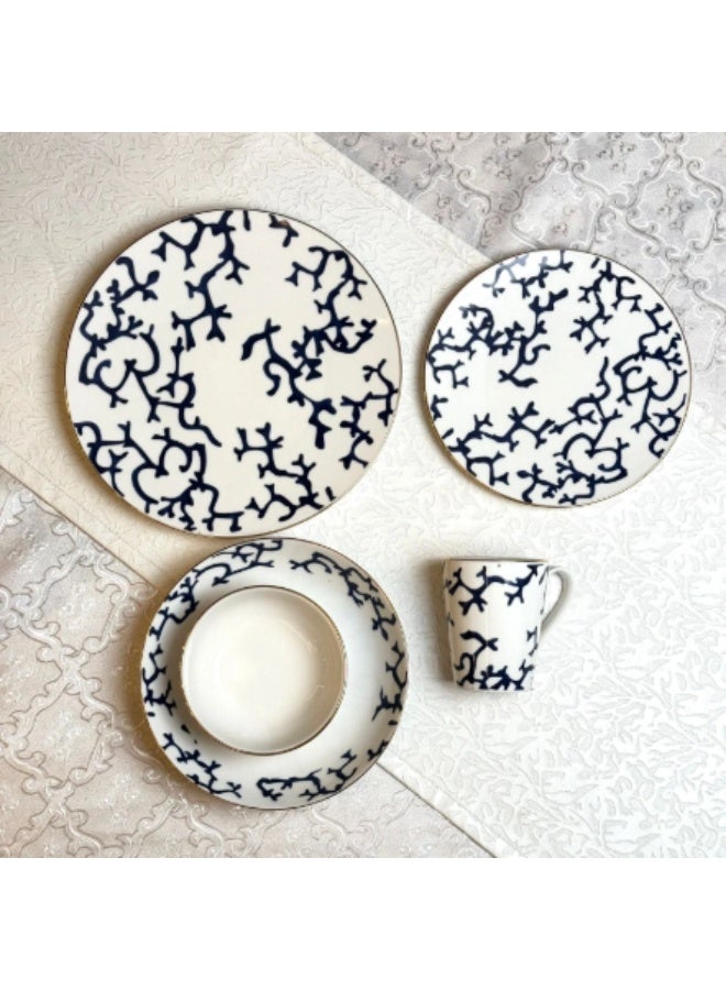 Rosa By Fathy Mahmoud 30 Piece Blue Bird Porcelain Dinner Set - Image 2
